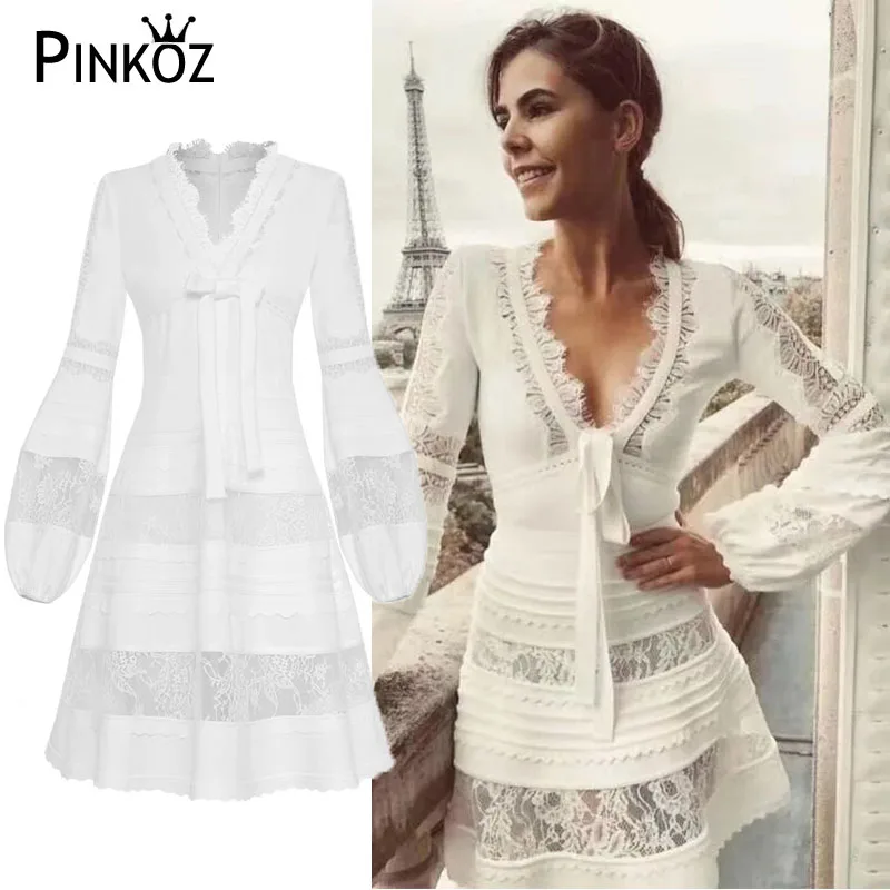 Pinkoz White 2019 Summer Women Long Sleeve Casual Beach Mini Dress Hollow out Deep V neck dress
Pinkoz White 2019 Summer Women Long Sleeve Casual Beach Mini Dress Hollow out Deep V neck dress