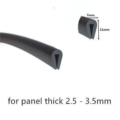 

Rubber Sealing U Strip 11x7x11mm for 2.5-3.5mm thick Glass Metal Car Wood Panel Board Edge Encloser Shield Black