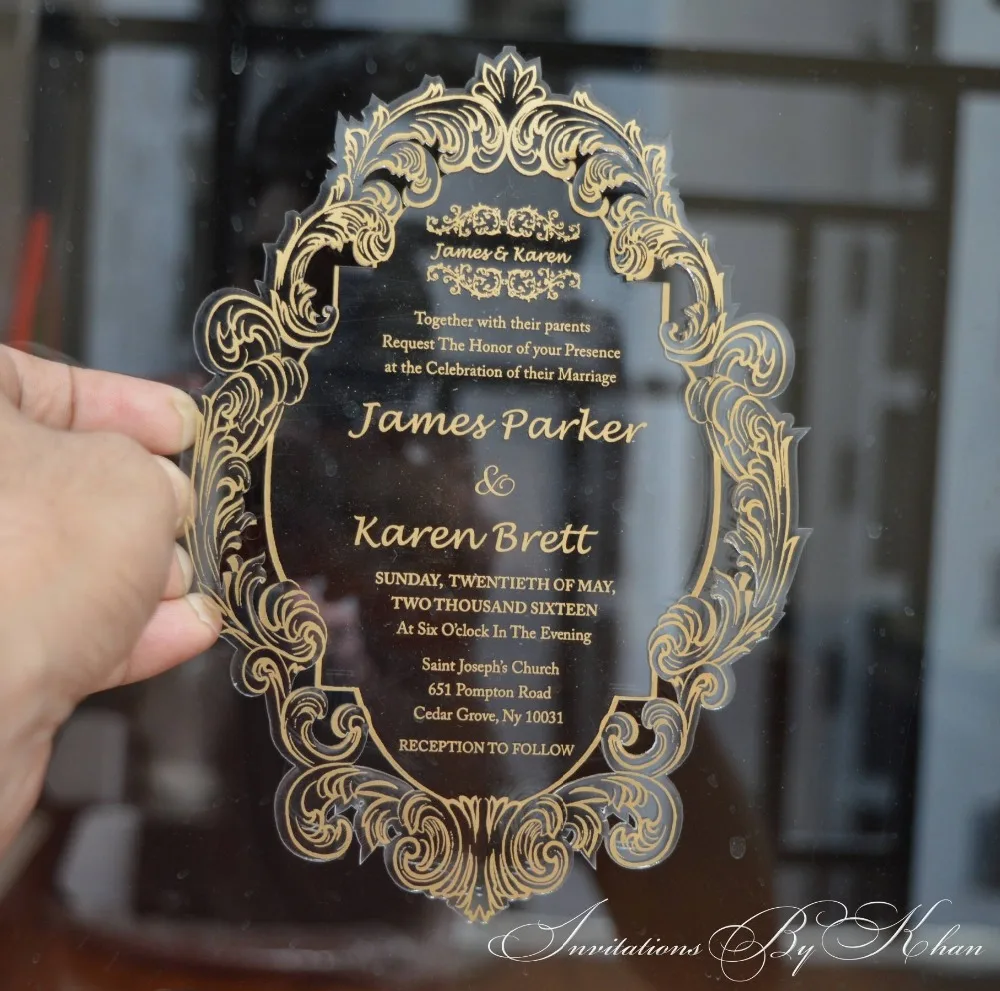 Gold Printing invitations, wedding gold Transparent perspex sign Wedding Invitation Lucite Invitation Acrylic Invite
Gold Printing invitations, wedding gold Transparent perspex sign Wedding Invitation Lucite Invitation Acrylic Invite