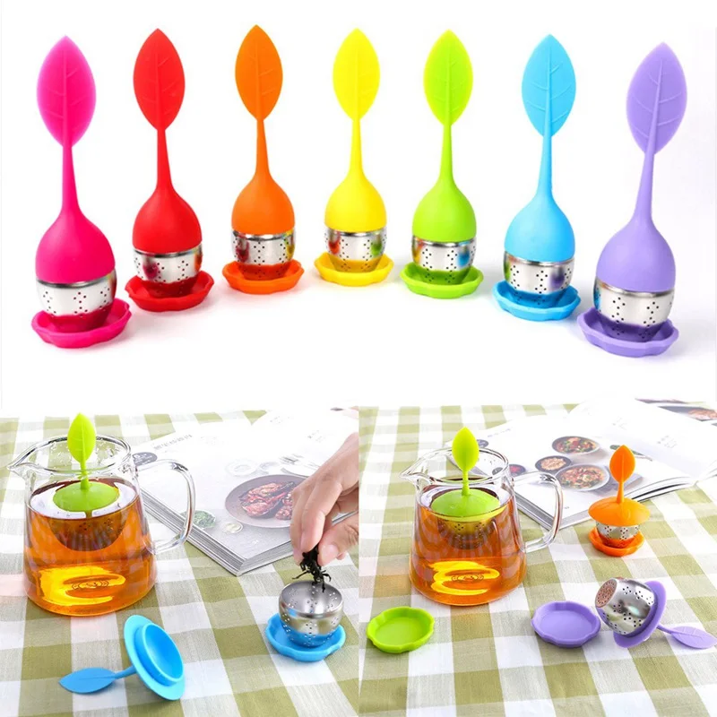 

1pc Silicone Leaf Shaped Tea Infuser Stainless Steel Tea Ball Tea Strainer Food Grade High Temperature Resistance Filter Tools