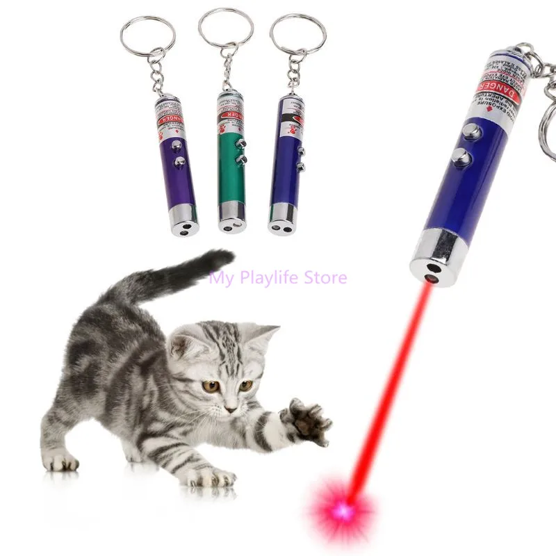 Фото Cat Teaser 2 In 1 Pointer Pen Light Funny Interactive Toys Dog Kitten Key Ring Keychain Torch Multi-functional Pet Supplies C42 | Дом и сад