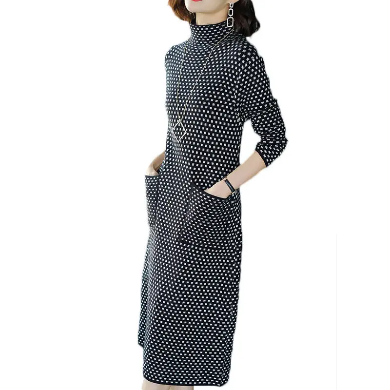 Temperament Pocket Knit Dress Female Autumn Winter 2018 New High Collar Casual Loose Women Long Plaid Sweater Dress 4XL LQ587
Temperament Pocket Knit Dress Female Autumn Winter 2018 New High Collar Casual Loose Women Long Plaid Sweater Dress 4XL LQ587