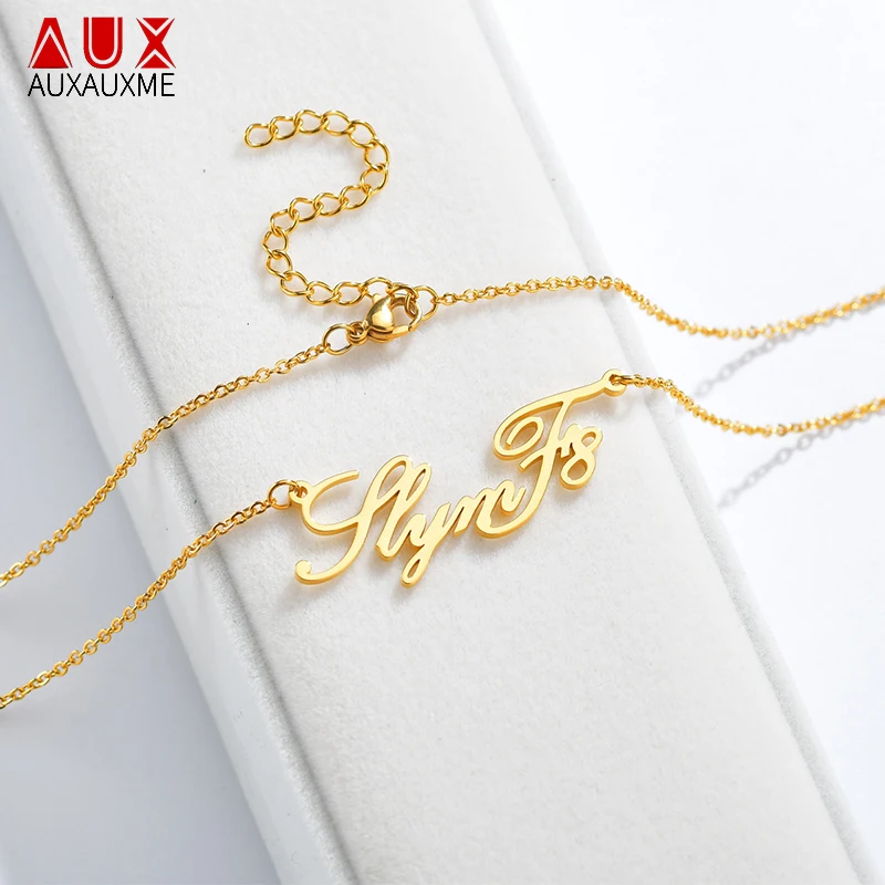 Auxauxme Stainless Steel Personalized Custom Name Necklace Customized Cursive Nameplate Necklace Women Handmade Birthday Gift
Auxauxme Stainless Steel Personalized Custom Name Necklace Customized Cursive Nameplate Necklace Women Handmade Birthday Gift