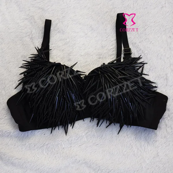 

Free Shipping New Fashion Women's Black Sexy Metallic Punk Spike Studs Rivet Bralet Bra 32B 34B 36B 38B 40B Clubwear Party Wear