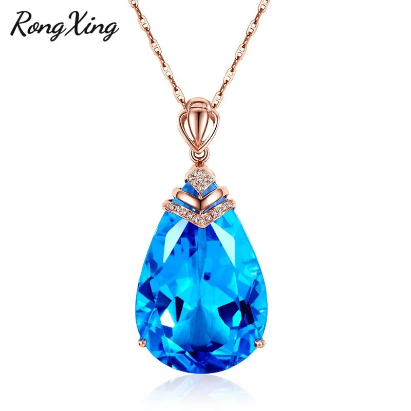 RongXing Ocean Blue Crystal Big Zircon Water Drop Pendant Necklaces for Women Retro Fashion Rose Gold Filled Birthstone Necklace
RongXing Ocean Blue Crystal Big Zircon Water Drop Pendant Necklaces for Women Retro Fashion Rose Gold Filled Birthstone Necklace