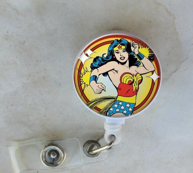 

Wonder Woman Badge Reel Retractable Holder Belt Clip ID RN Nurse 10pcs/lot