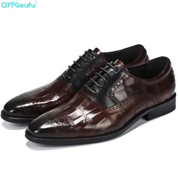 QYFCIOUFU New Men Dress Shoes Formal Shoes Handmade Business Shoes Genuine Leather Lace-up Crocodile Pattern Wedding Shoes
QYFCIOUFU New Men Dress Shoes Formal Shoes Handmade Business Shoes Genuine Leather Lace-up Crocodile Pattern Wedding Shoes