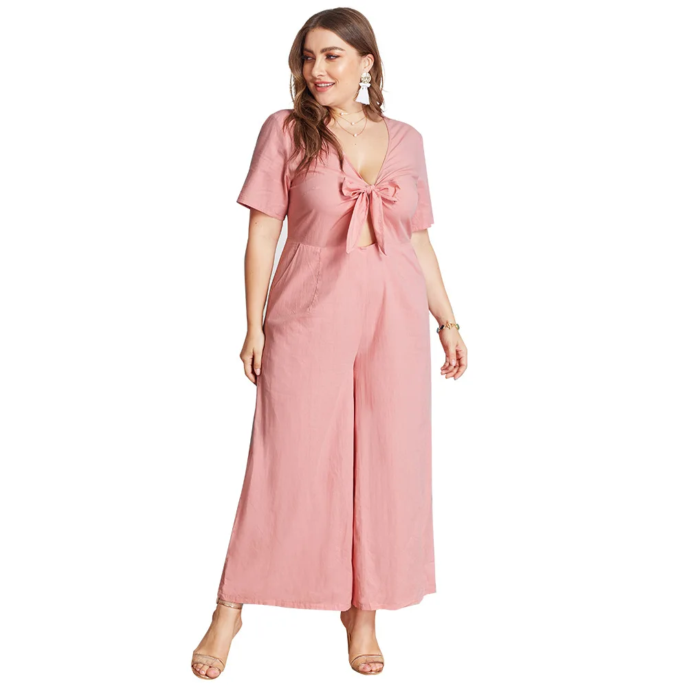 Summer Big Size Jumpsuits for Women Super Size Bow Solid Loose Long Pants Plump Ladies Culotte Casual Big Oversized Girl Elegant
Summer Big Size Jumpsuits for Women Super Size Bow Solid Loose Long Pants Plump Ladies Culotte Casual Big Oversized Girl Elegant