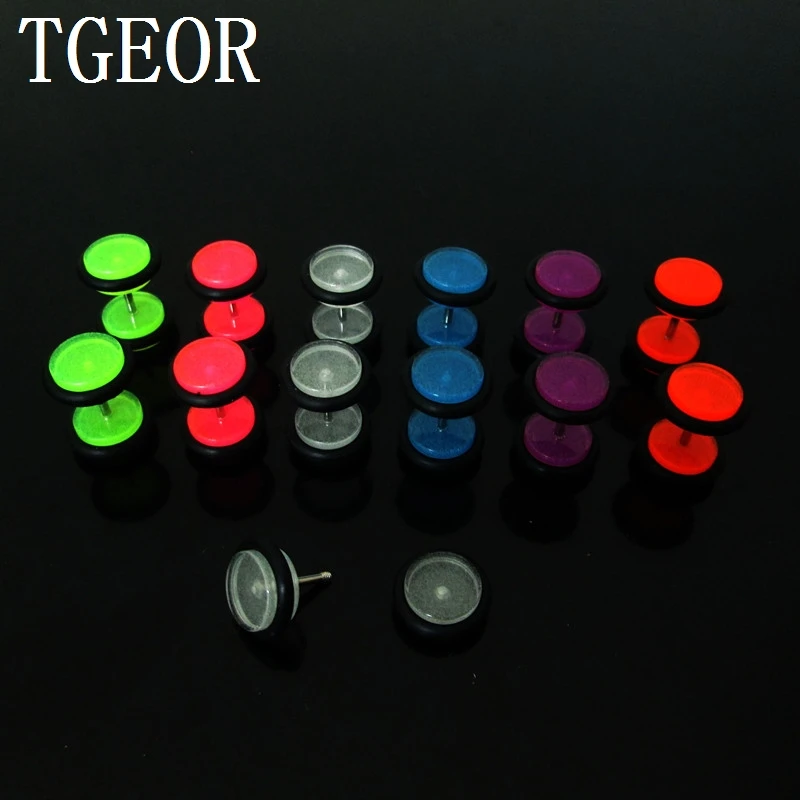 NICE 1 pair piercing 8mm illusion cheaters mixed Colors UV Acrylic glow in the dark double rubber ear Fake Plugs
NICE 1 pair piercing 8mm illusion cheaters mixed Colors UV Acrylic glow in the dark double rubber ear Fake Plugs