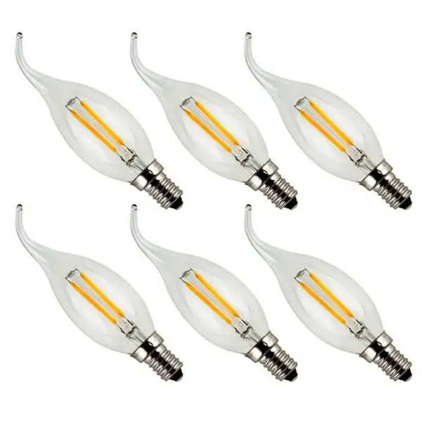 6Pcs 2W LED Filament Candle Light Bulb, AC110-220V E12 E14 Candelabra Base Lamp C35 Flame Shape Bent Tip, 20W Incandescent
6Pcs 2W LED Filament Candle Light Bulb, AC110-220V E12 E14 Candelabra Base Lamp C35 Flame Shape Bent Tip, 20W Incandescent