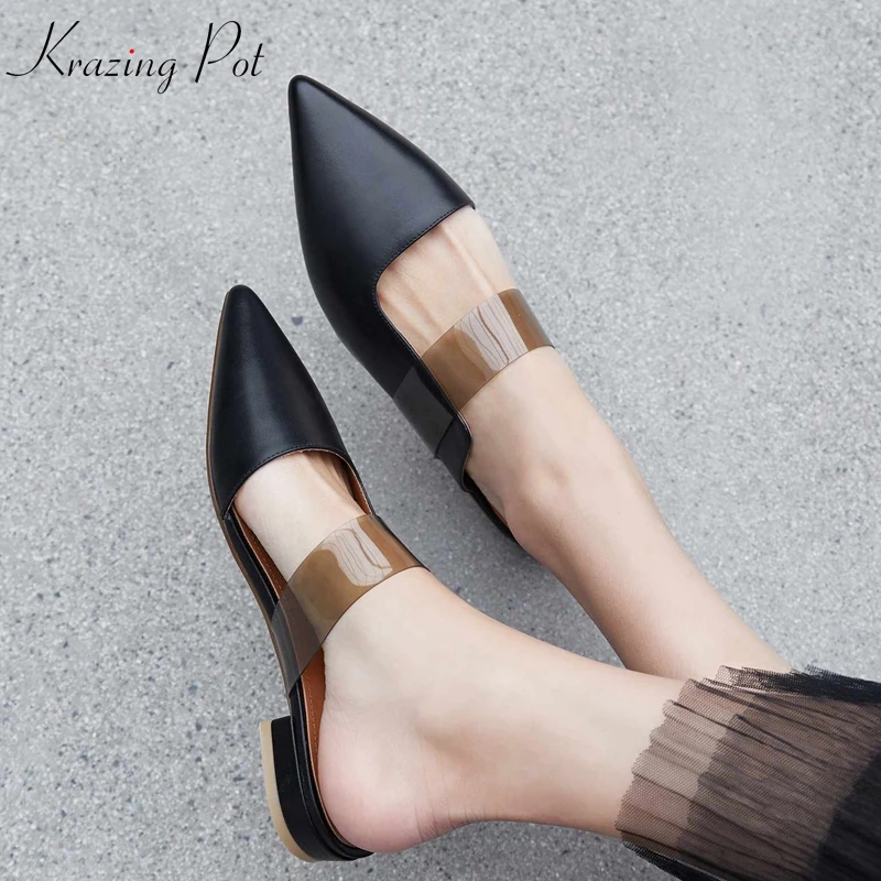 Krazing Pot 2019 natural leather transparent decoration classics European Summer pointed toe mules superstar summer pumps L35 
Krazing Pot 2019 natural leather transparent decoration classics European Summer pointed toe mules superstar summer pumps L35