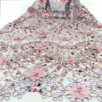 African French Net Lace Fabric Embroidered Nigerian Lace Fabric 5Yards tulle net Lace With beads 3D flower Appliqued dp81-59
African French Net Lace Fabric Embroidered Nigerian Lace Fabric 5Yards tulle net Lace With beads 3D flower Appliqued dp81-59