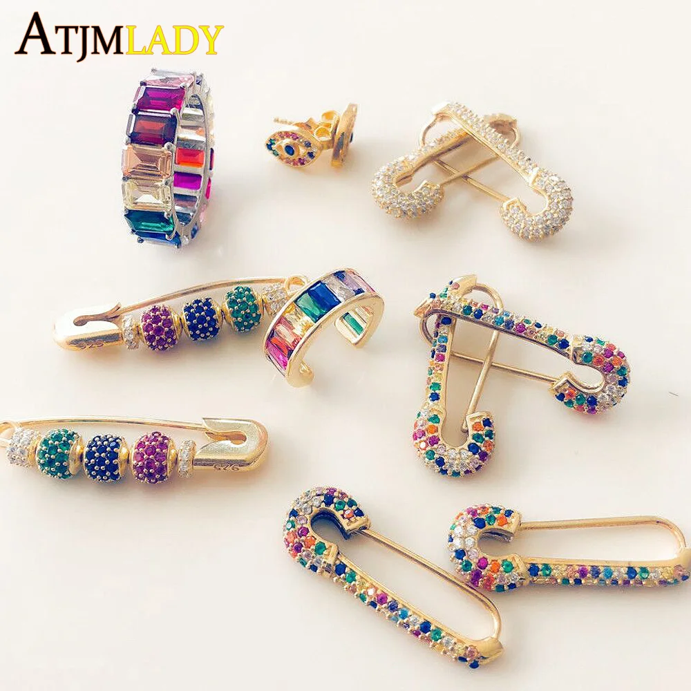 rainbow cz safety pin earring cuff 2019 new design jewelry for women lady gift Gold filled colorful multi piercing earring
rainbow cz safety pin earring cuff 2019 new design jewelry for women lady gift Gold filled colorful multi piercing earring