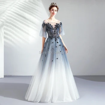New Arrival Luxury Gray White Evening Dresses Robe De Soiree Tulle Sweep Train Lace Embroidery Party Formal Prom Gowns 2019
New Arrival Luxury Gray White Evening Dresses Robe De Soiree Tulle Sweep Train Lace Embroidery Party Formal Prom Gowns 2019
