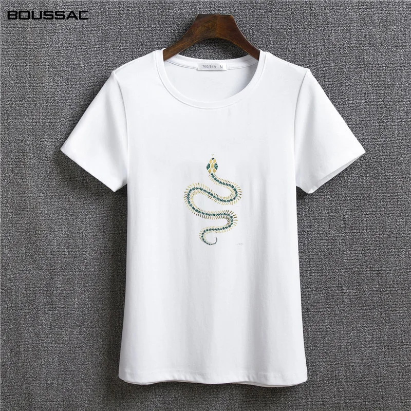 2019 Fashion Women Clothes White O-neck Female T-Shirt Snake Print Summer Women's Streetwear Plus Size Cotton Tees Short Sleeve
2019 Fashion Women Clothes White O-neck Female T-Shirt Snake Print Summer Women's Streetwear Plus Size Cotton Tees Short Sleeve