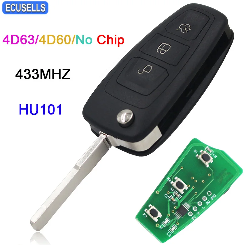 3 Button Remote Key Smart Car Key Fob 433MHZ 4D63/4D60 Chip for Ford Mondeo Transit Connect Focus Mk1 HU101 Uncut Blade
3 Button Remote Key Smart Car Key Fob 433MHZ 4D63/4D60 Chip for Ford Mondeo Transit Connect Focus Mk1 HU101 Uncut Blade