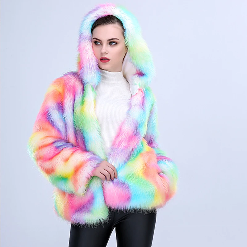 Furry Fur Coat Women Fluffy Warm Rainbow Faux Fur Coat Outerwear 2019 Autumn Winter Short Teddy Jacket Plus Size 4XL
Furry Fur Coat Women Fluffy Warm Rainbow Faux Fur Coat Outerwear 2019 Autumn Winter Short Teddy Jacket Plus Size 4XL