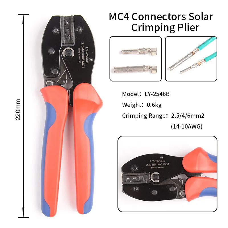 LY-2546B MC4 Solar Connectors Plier Crimping Tool for 2.5/4/6mmІ mc4 crimping pliers Electrician hand crimping tools
LY-2546B MC4 Solar Connectors Plier Crimping Tool for 2.5/4/6mmІ mc4 crimping pliers Electrician hand crimping tools