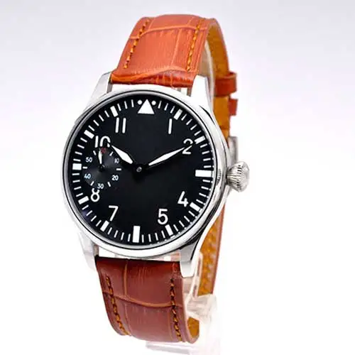 44mm Parnis Black dial Leather strap Luminous Hands SS Case 17 jewels 6497 movement Hand Winding Mechanical men's Wristwatches
44mm Parnis Black dial Leather strap Luminous Hands SS Case 17 jewels 6497 movement Hand Winding Mechanical men's Wristwatches