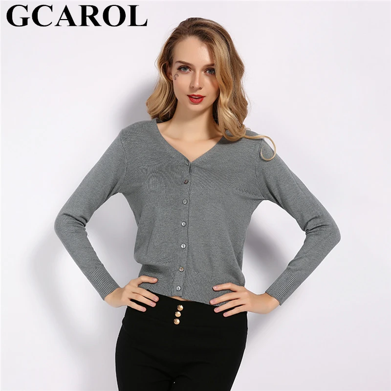 GCAROL 2019 Fall Winter V Neck Women Cropped Cardigan 30% Wool Sweater Stretch Single Breasted OL Knitwear
GCAROL 2019 Fall Winter V Neck Women Cropped Cardigan 30% Wool Sweater Stretch Single Breasted OL Knitwear
