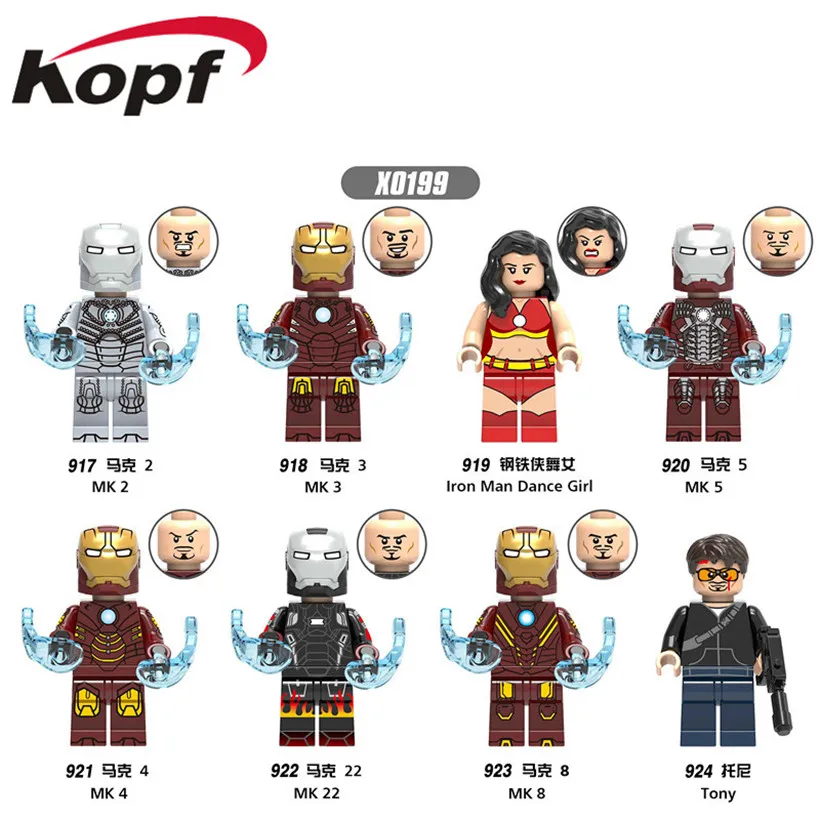 Single Sale Super Heroes Figures Iron Man Dance Girl MK 6 Tony Obadiah Stane Education Building Blocks Gift Toys Kids X0199
Single Sale Super Heroes Figures Iron Man Dance Girl MK 6 Tony Obadiah Stane Education Building Blocks Gift Toys Kids X0199