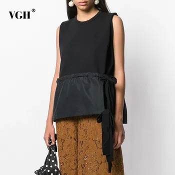 VGH Casual Vest For Women Hem Bandage Bow O Neck Sleeveless Off Shoulder Loose Solid Clothing Top Female Fashion New 2020 Summer
VGH Casual Vest For Women Hem Bandage Bow O Neck Sleeveless Off Shoulder Loose Solid Clothing Top Female Fashion New 2020 Summer