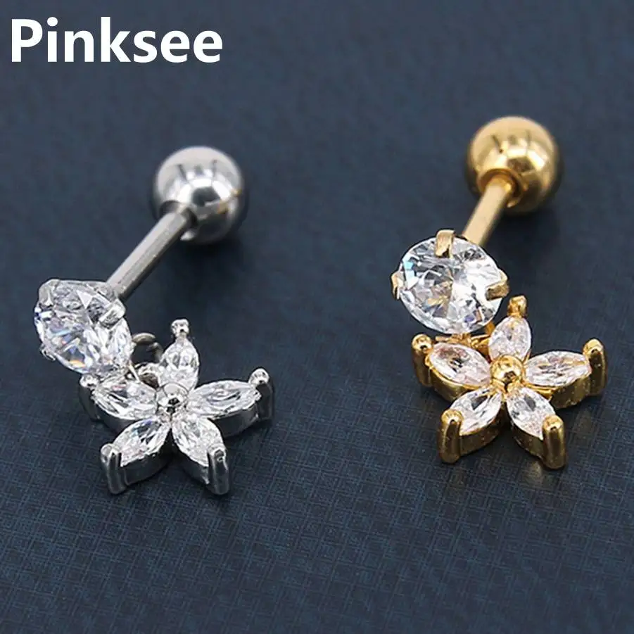 1PC CZ Zircon Steel Flower Ear Cartilage Helix Tragus Earrings Wrap Clip On Earring Piercing For Women Gold Silver Color
1PC CZ Zircon Steel Flower Ear Cartilage Helix Tragus Earrings Wrap Clip On Earring Piercing For Women Gold Silver Color