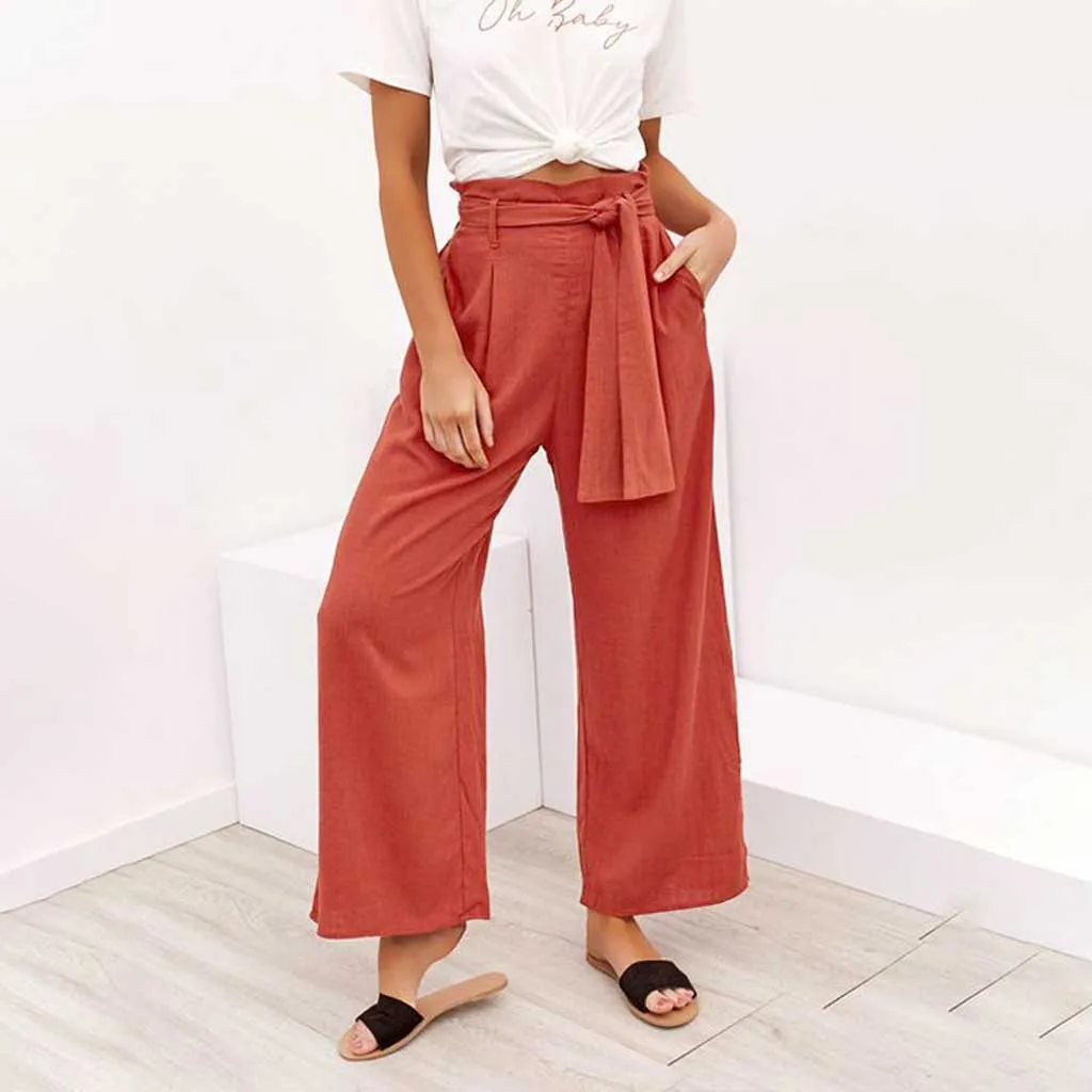 Feitong Women Pants Solid Casual Belt High Waisted Loose Wide Leg Pants Long Trousers Streetwear Women Trousers Pantalon Femme
Feitong Women Pants Solid Casual Belt High Waisted Loose Wide Leg Pants Long Trousers Streetwear Women Trousers Pantalon Femme