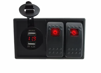 IZTOSS DC 12V/24V LED Digital blue led 4.2A USB adapter voltmeter Socket with toggle rocker switch jumper wires and housing hold
IZTOSS DC 12V/24V LED Digital blue led 4.2A USB adapter voltmeter Socket with toggle rocker switch jumper wires and housing hold
