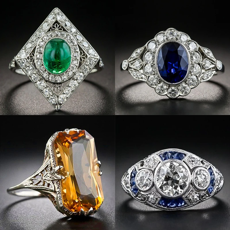 Vintage Female Green Blue White Yellow Ring Cute Big 925 Silve Wedding Ring Promise Love Engagement Rings For Women
Vintage Female Green Blue White Yellow Ring Cute Big 925 Silve Wedding Ring Promise Love Engagement Rings For Women