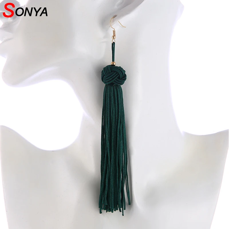 SONYA Handmade Tassel Earrings Trendy Black Red Yellow Green Blue White Long Dangles Ear Broncos Silk Fringed Jewelry For Women
SONYA Handmade Tassel Earrings Trendy Black Red Yellow Green Blue White Long Dangles Ear Broncos Silk Fringed Jewelry For Women