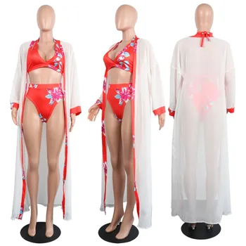 Women fashion Chiffon See through Bikini and Cover Up Set Beach Swimwear Sexy Red Swimsuit and White Cover-Ups
Women fashion Chiffon See through Bikini and Cover Up Set Beach Swimwear Sexy Red Swimsuit and White Cover-Ups