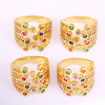 6PCS, 7 Layer Open Finger Ring Rainbow CZ Rings Adjustable Gold Filled Jewelry Gift 
6PCS, 7 Layer Open Finger Ring Rainbow CZ Rings Adjustable Gold Filled Jewelry Gift
