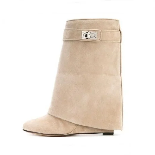 Beige Suede Shark Lock Boots Pointed Toe Height Increasing Women's Ankle Winter Runway Boots Size 10 Sexy Woman Ankle Boots
Beige Suede Shark Lock Boots Pointed Toe Height Increasing Women's Ankle Winter Runway Boots Size 10 Sexy Woman Ankle Boots