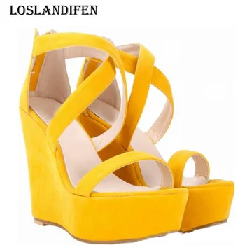 Loslandifen Fashion Women Sexy Cross Strap Suede Platform Wedge High Heels Sandals Shoes Big Size 35-42 Ladies Summer Sandals
Loslandifen Fashion Women Sexy Cross Strap Suede Platform Wedge High Heels Sandals Shoes Big Size 35-42 Ladies Summer Sandals