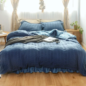 Handwork Knitted Durable Duvet cove set Blue Reversible Ultra Warm Soft Bedding set Queen King size with Bed sheet Pillowcase
Handwork Knitted Durable Duvet cove set Blue Reversible Ultra Warm Soft Bedding set Queen King size with Bed sheet Pillowcase