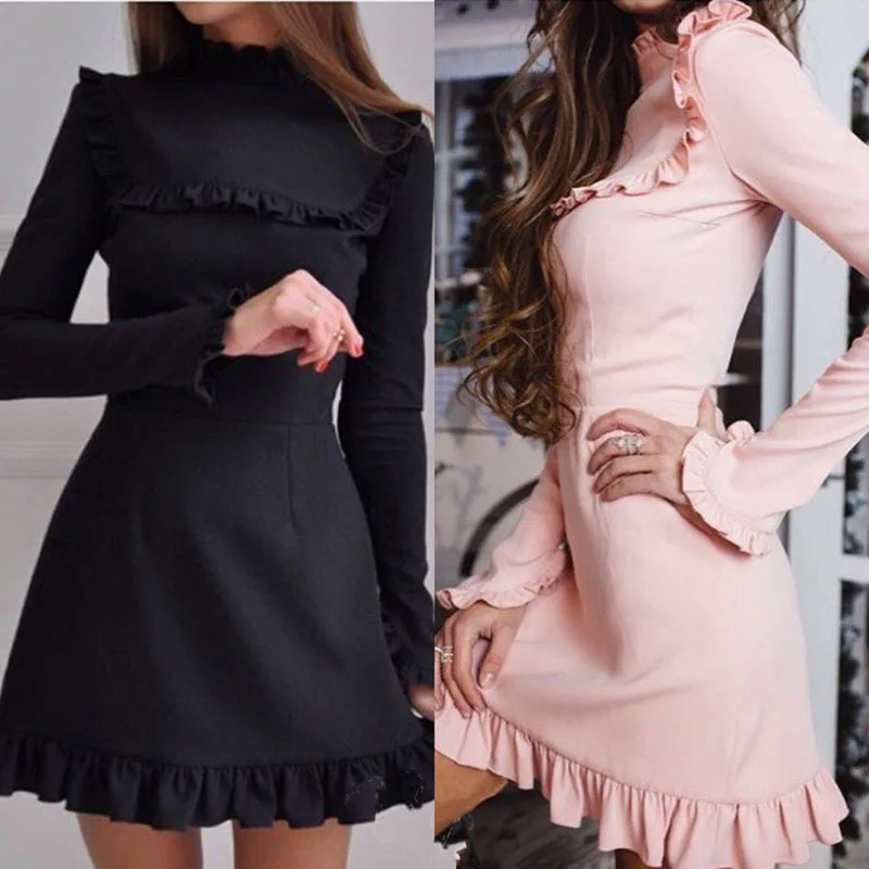Women Boho Dresses Summer Autumn Fashion Casual Mini Dress Pure Color Long Sleeve Flounce Female Sexy Party Vintage Dress
Women Boho Dresses Summer Autumn Fashion Casual Mini Dress Pure Color Long Sleeve Flounce Female Sexy Party Vintage Dress