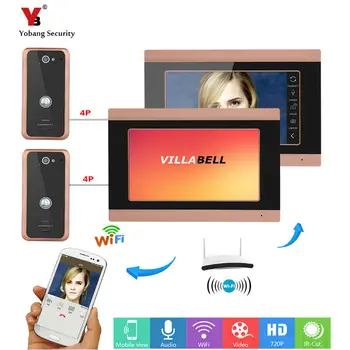 

Yobang Security 2*7inch Wired Wifi Video Door Phone Doorbell Intercom Entry System with 2 HD Camera Support Remote APP intercom