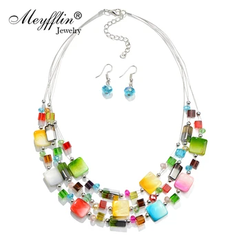 2020 Fashion Jewelry Sets Bohemian Crystal Beads Multi layer Statement Necklace Earrings Set Wedding Parure Bijoux Femme Costume
2020 Fashion Jewelry Sets Bohemian Crystal Beads Multi layer Statement Necklace Earrings Set Wedding Parure Bijoux Femme Costume