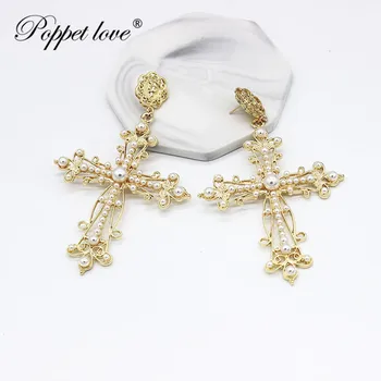 New Elegant Rhinestone Big Cross Dangle Earrings Women fashion Jewelry gold Wedding Party accessiores 
New Elegant Rhinestone Big Cross Dangle Earrings Women fashion Jewelry gold Wedding Party accessiores