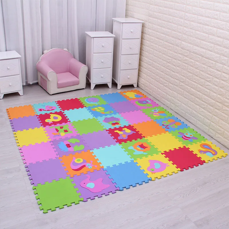 

9Pcs/set EVA Foam Baby Play Mat Assembled Animal Carpet Puzzle Pad Children Games Stitching Crawling Rug Kid Kruipen Mat