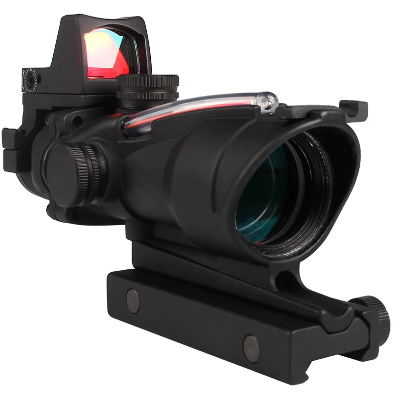 New Arrival Trijicon ACOG Style 4X32 Real Red Fiber Source Red Illuminated Rifle Scope w RMR Micro Red Dot HT6-0058-6