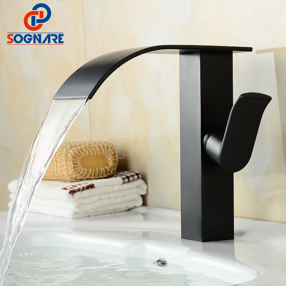 SOGNARE Waterfall Bathroom Basin Faucet Deck Mounted Cold and Hot Bathroom Sink Faucet Black Waterfall Water Mixer Taps Crane
SOGNARE Waterfall Bathroom Basin Faucet Deck Mounted Cold and Hot Bathroom Sink Faucet Black Waterfall Water Mixer Taps Crane