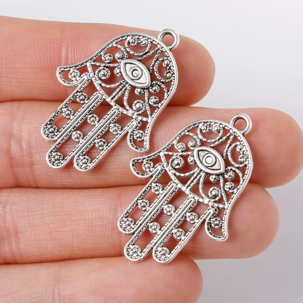 New Arrival 22*33mm 6pcs Zinc Alloy Charms Antique Silver Plated Hamsa Hand Charms Pendant for DIY Fashion Metal Jewelry Finding
New Arrival 22*33mm 6pcs Zinc Alloy Charms Antique Silver Plated Hamsa Hand Charms Pendant for DIY Fashion Metal Jewelry Finding