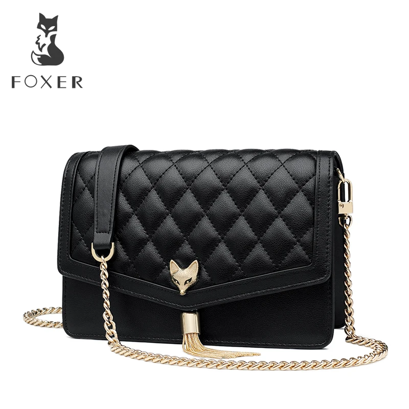 FOXER Women Messenger Bag High Quality Cowhide Leather Stylish Crossbody Bag Ladies Flap Bag Female Diamond Lattice Evening bag
FOXER Women Messenger Bag High Quality Cowhide Leather Stylish Crossbody Bag Ladies Flap Bag Female Diamond Lattice Evening bag