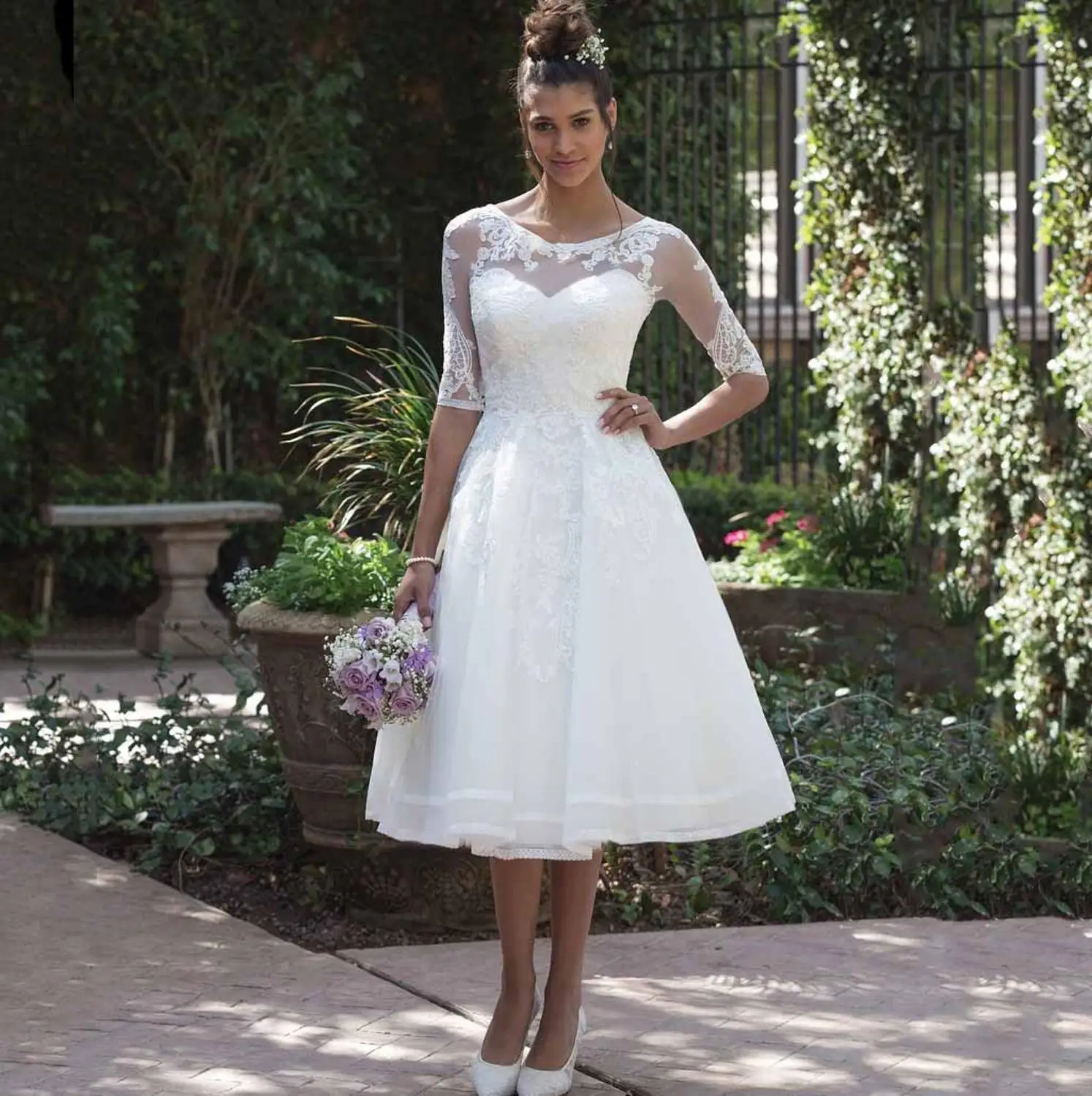 vestido de noiva curto 2019 New Fashion Sheer Scoop Half Sleeve Knee Length Short Wedding Dress Cheap Lace Appliques Bridal Gown
vestido de noiva curto 2019 New Fashion Sheer Scoop Half Sleeve Knee Length Short Wedding Dress Cheap Lace Appliques Bridal Gown
