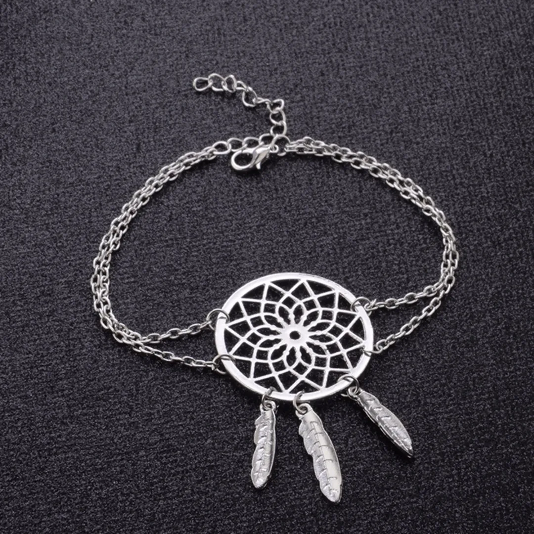 Sainio Silver Color Dreamcatcher Charm Bracelets For Women Charm Bracelets & Bangles Dream Catcher Jewelry Gift for Girl