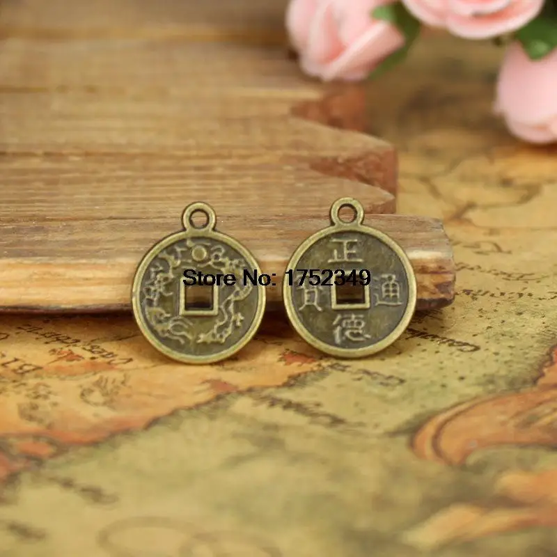 25pcs-15mm Small Antique Bronze Tone Lucky Chinese Coin Charms | Украшения и аксессуары