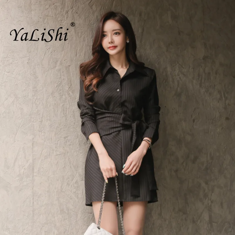 Summer Long Sleeve Sashes Women Dress Black Striped Shirt Dresses Office Lady Sexy Party Vintage Bandage Mini Sundress Vestidos
Summer Long Sleeve Sashes Women Dress Black Striped Shirt Dresses Office Lady Sexy Party Vintage Bandage Mini Sundress Vestidos