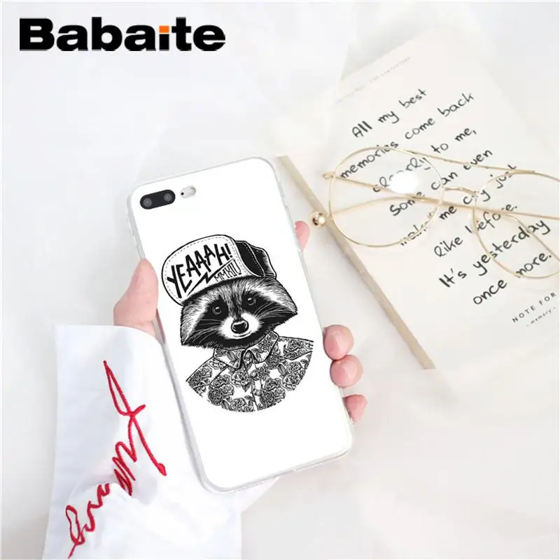 Babaite Raccoon Art DIY Luxury Phone Accessories Case for iPhone 5 5Sx 6 7 7plus 8 8Plus X XS MAX XR Fundas Capa